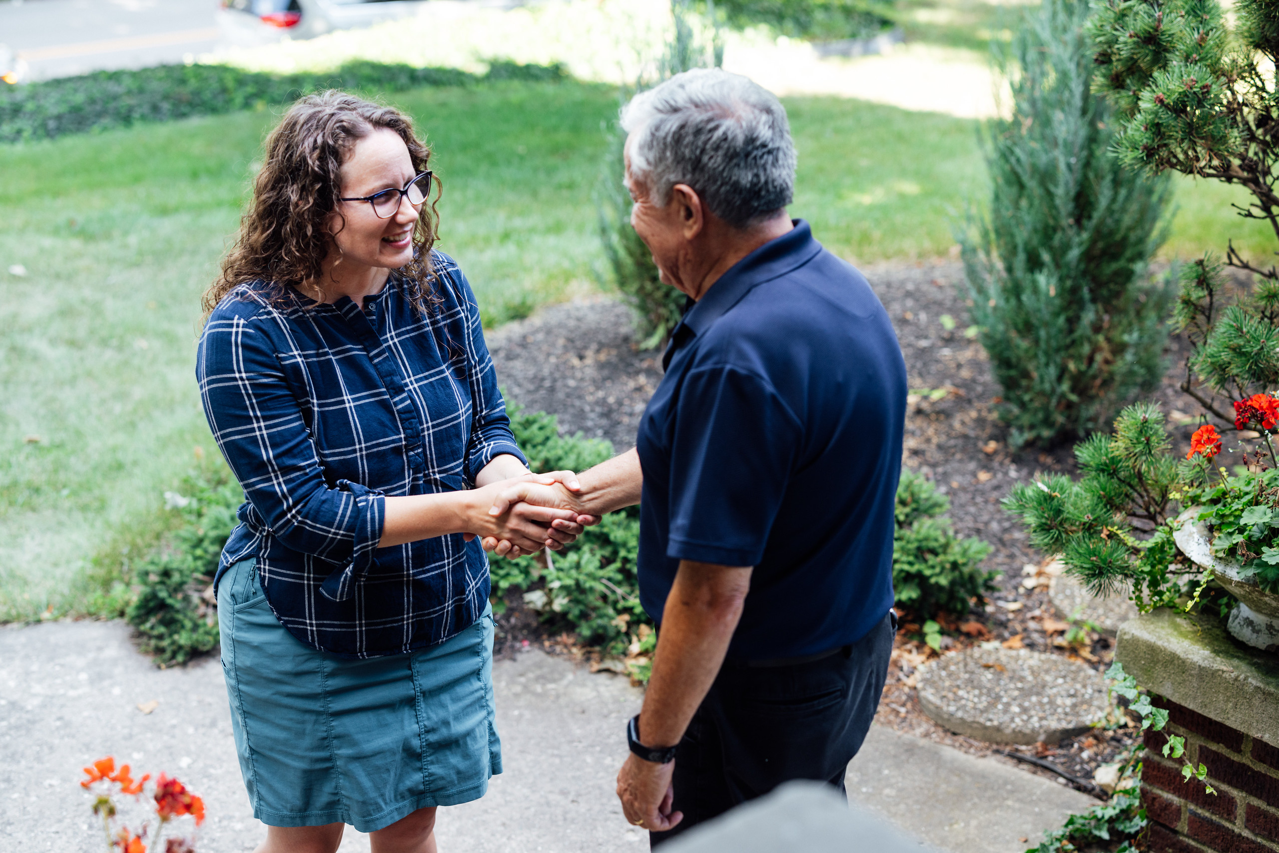 Julie meeting voters.